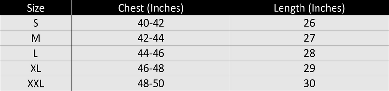 Size chart for The Conscious Predator